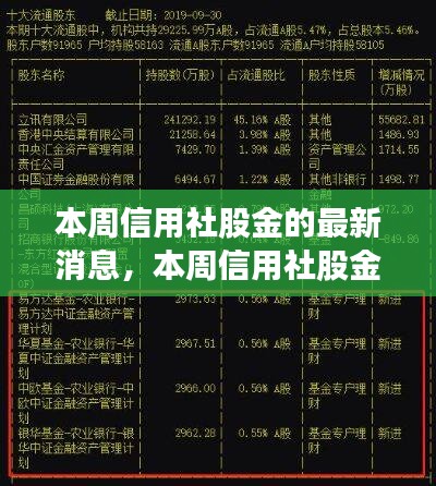 本周信用社股金動態(tài)解析與觀點闡述，最新消息深度探討