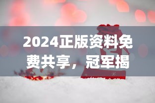 2024正版資料免費(fèi)共享，冠軍揭曉預(yù)告_E VH233.8預(yù)備版