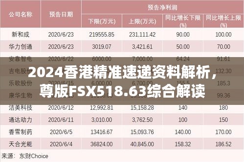 2024香港精準速遞資料解析，尊版FSX518.63綜合解讀