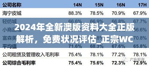 2024年全新澳版資料大全正版解析，免費狀況評估_正宗WCN98.03版