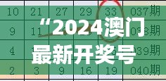 “2024澳門最新開獎號碼解讀，精選預測版YVM543.74詳解”