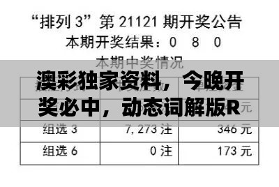 澳彩獨家資料，今晚開獎必中，動態(tài)詞解版RKG634.07