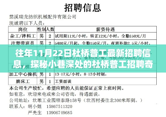 杜橋普工最新招聘信息揭秘，11月22日探秘小巷深處的招聘奇遇記